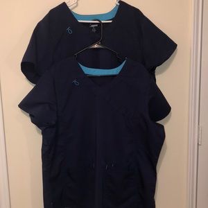 2 Navy Blue Scrub Tops